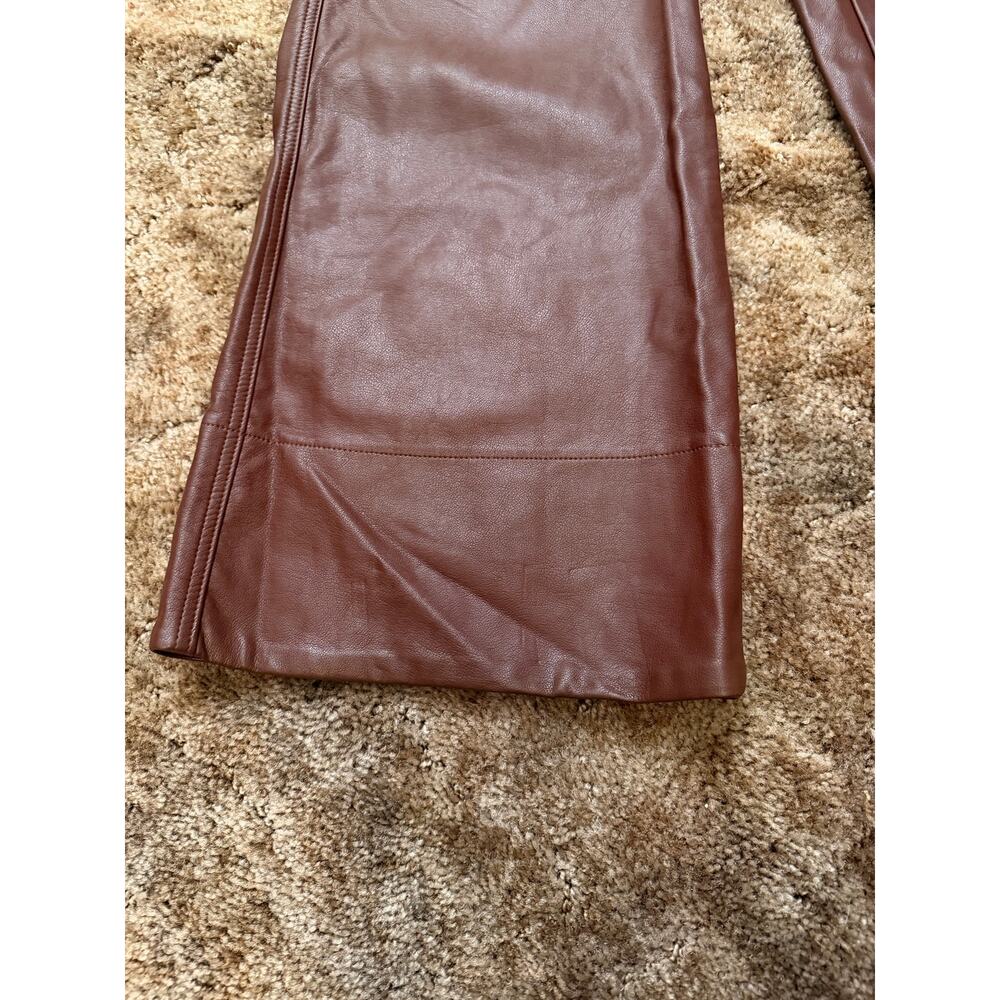 Anthropologie Pilcro The Rylan Faux Leather Flare Wide Leg Pants Cocoa Brown - Picture 3 of 8